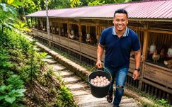 Tinggalkan Pekerjaan Kantoran, Pria Ini Raup Cuan dari Ternak Ayam Elba di Lahan Curam!